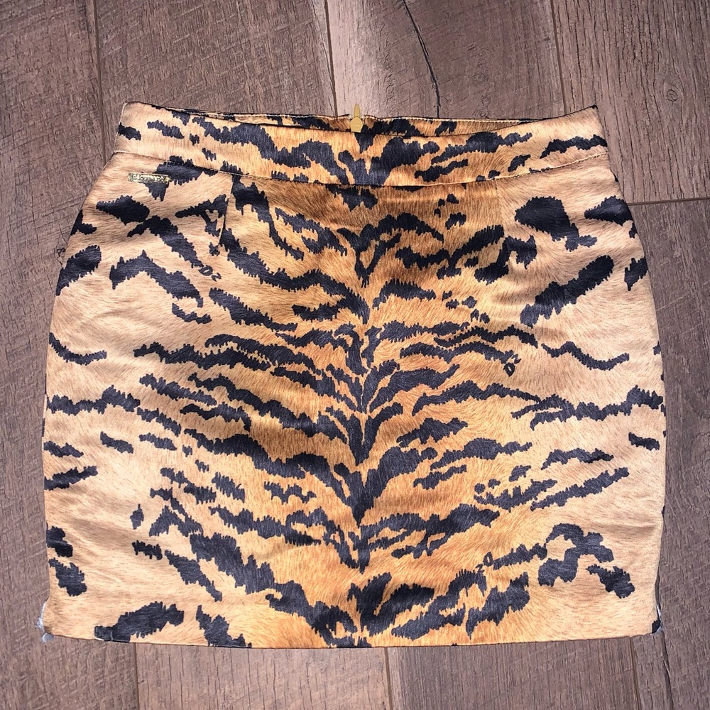 DSQUARED2 Tiger Animal Print Mini Skirt Burnt Orange Brown Black Size 10Y